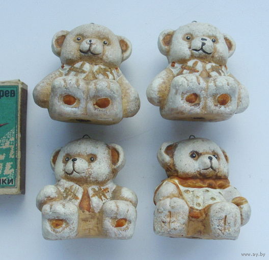 Ёлочные игрушки. Мишки. ( 4 шт. )