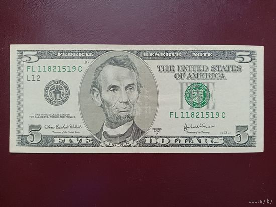 США 5 долларов 2003