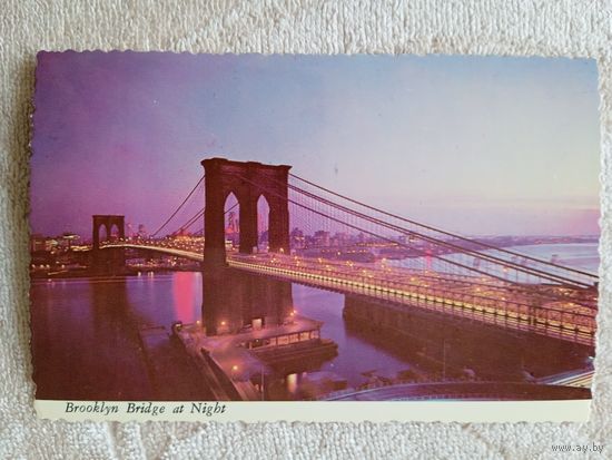 Мосты. Нью-Йорк. Бруклинский мост ночью