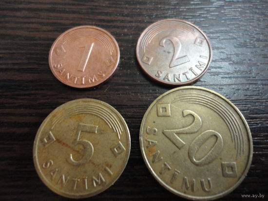 Набор Латвия 1, 2, 5 и 20 сантимов
