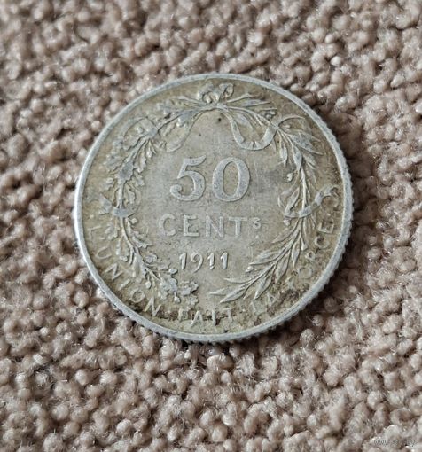 Бельгия 50 сантимов, 1911