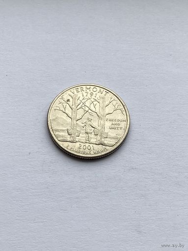 25 центов 2001 г. Вермонт, США