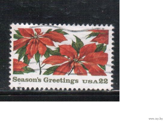 США-1985, (Мих.1779),  гаш., Рождество, Цветы
