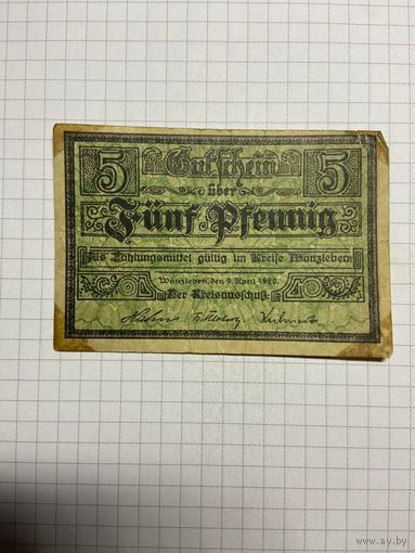 Нотгельд 5 пфеннигов 1921 год. -2712