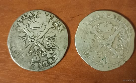 Испанские нидерланды 1/4 талера(патагона) 2 штуки