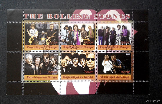 Конго 2009 г. The Rolling Stones. Мик Джаггер. Роллинг Стоунз. Известные люди, артисты, полная серия, лист #0173-Л1P10
