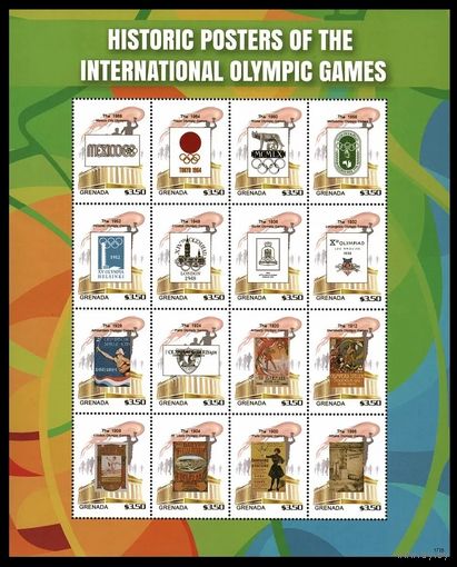 2017 Гренада 7521-7536ZB Плакаты и история Олимпийских игр 50,00 евро