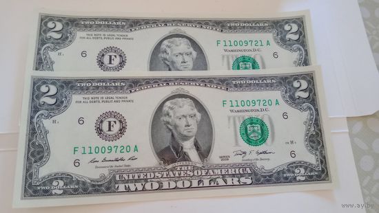 США 2 доллара 2009 F Джорджия лот 2 штуки unc.