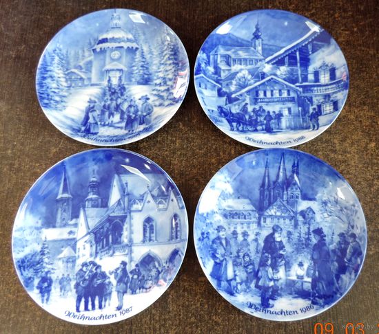 Тарелки фарфоровые настенные 80-е годы Германия. Диаметр 19.5 см. - 4 шт.