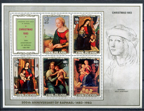 Острова Кука - 1983г. - Рождество, картины - 1 блок - полная серия, MNH [Mi bl. 137]. #3-WB-Z-2-17