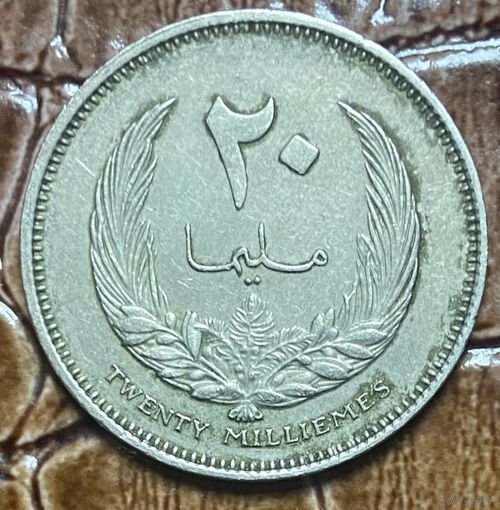 Монета 20 миллимов 1965 год. Ливия