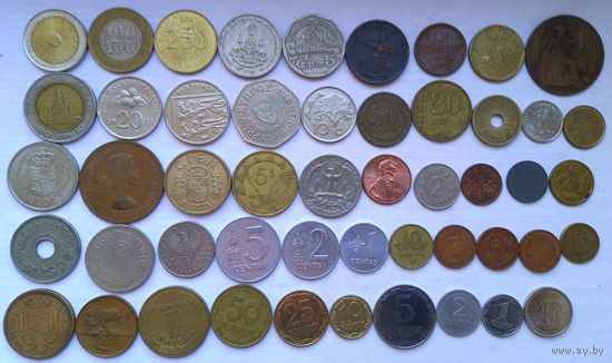 Монеты Разных стран 50 штук