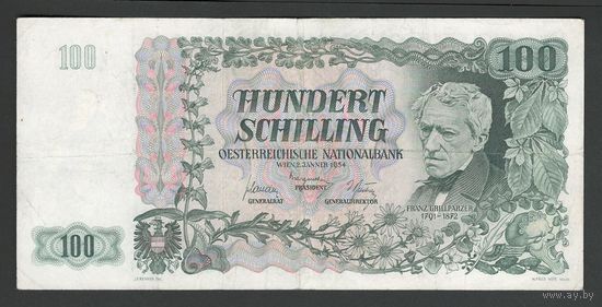 Австрия 100 шиллингов 1954 года. Тип Р-133. Состояние VF+