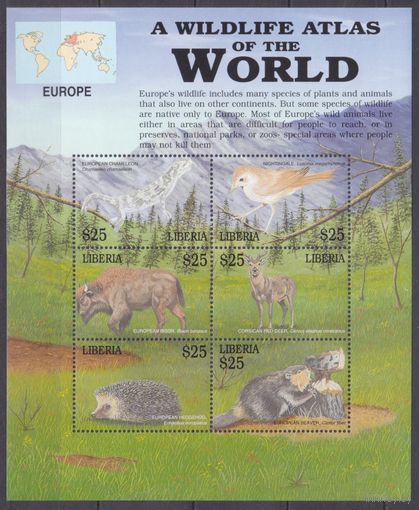2001 Либерия 4393-4398KL Фауна Европы 8,50 евро