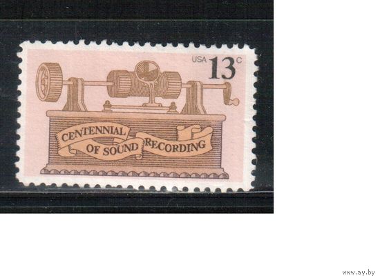 США-1977, (Мих.1293) , * (без клея)  , Фонограф(одиночка)