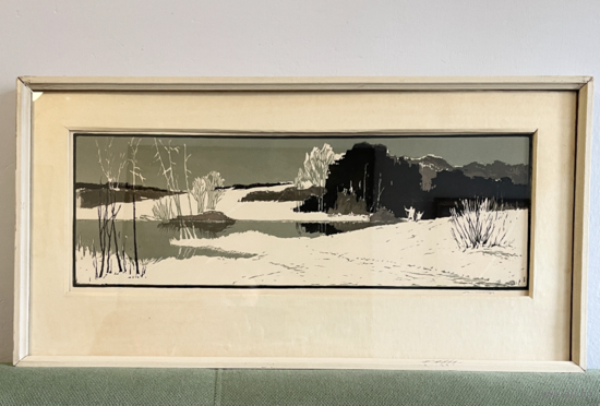 Ткачук.В.М член БСХ Линогравюра графика СССР 47х63см в раме под стеклом