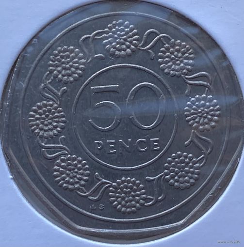 Гибралтар 50 пенсов 1988 г. Отметка AB на реверсе. В холдере