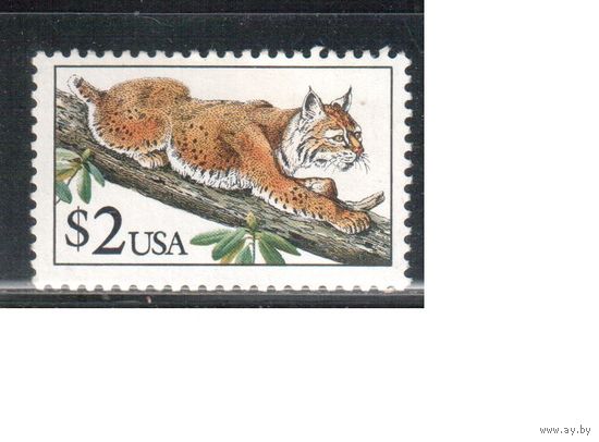 США-1990, (Мих.2092),   * (без клея) ,Стандарт, Фауна, Рысь  (одиночка),