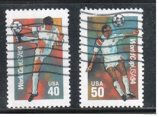 США-1994, (Мих.2458-2459) , гаш., Спорт, ЧМ по футболу