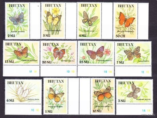 1990 Бутан 1242-1253 Бабочки 23,00 евро