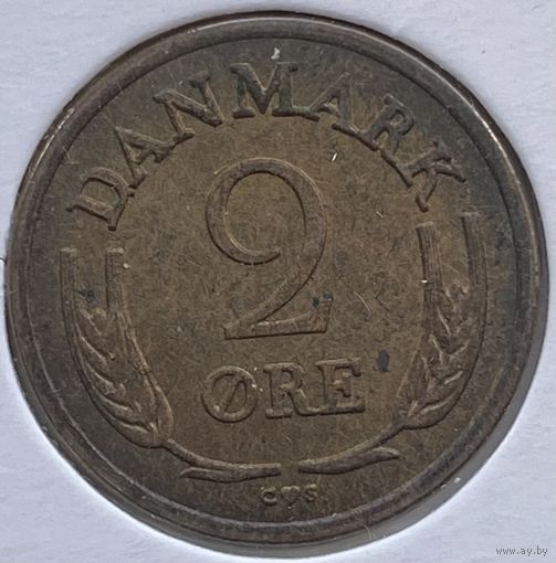 Дания 2 эре 1962 г. Бронза. В холдере
