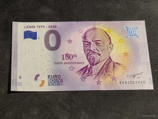 Банкнота 0 Евро 2019 150 лет Ленину (Сувенирная) (UNC)