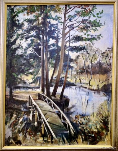 Звонков И.Г "Белорусский пейзаж", холст, масло. Размер 53х67,5 см.