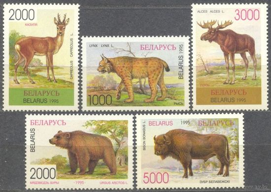 Фауна. 5 м**. Беларусь. 1996 г. Медведь Зубр Рысь