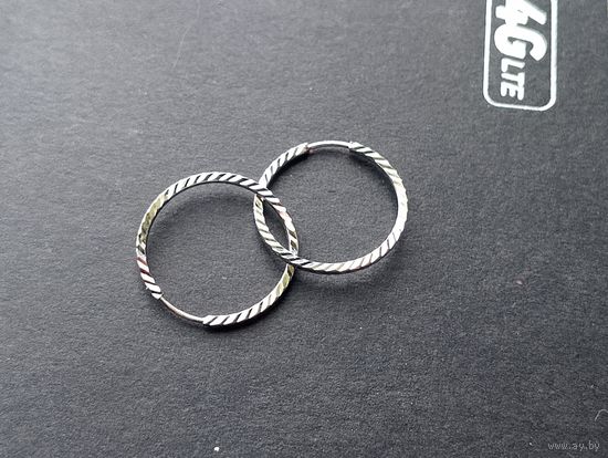 Серьги кольца конго серебро