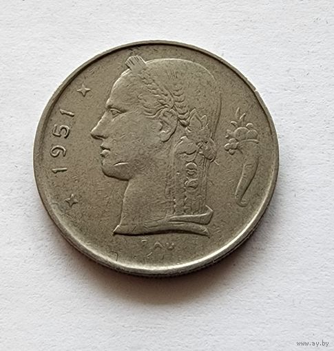 Бельгия 1 франк, 1951 Надпись на французском - 'BELGIQUE'