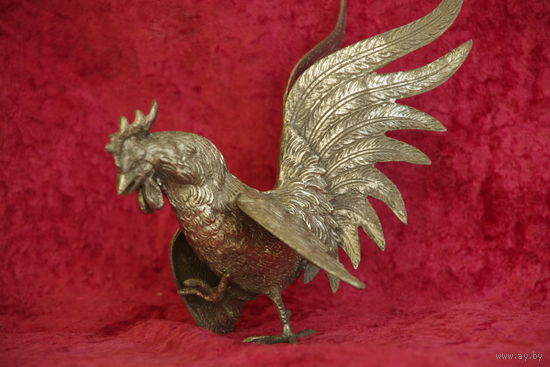 Статуэтка " Петух " , металл  ( высота 15 см , длинна 18 см )