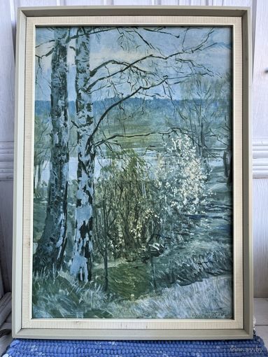 Репродукция картины на холсте С. Герасимов "Ива цветет"