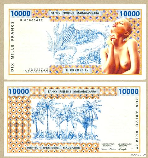 (UB) МАДАГАСКАР 10000 франков 2020 ПРЕСС,частный выпуск,читать описание