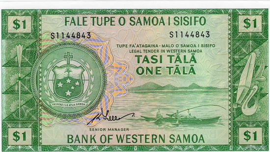 Самоа, 1 тала, 1967 (2020) г., UNC, переиздание, не частый