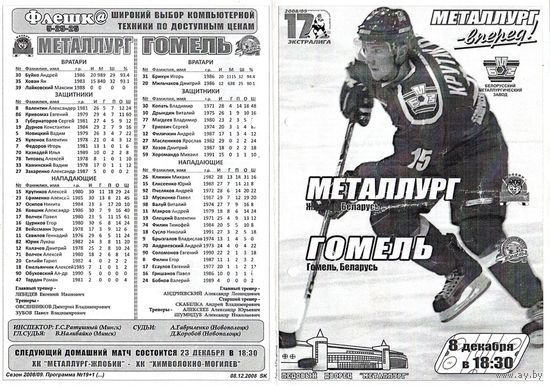 Хоккей. Программа. Металлург (Жлобин) - Гомель. 2008.