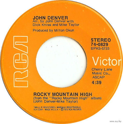 John Denver, Rocky Mountain High, SINGLE 1972