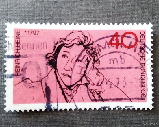 Марка Германия 1972 год Генрих Гейне