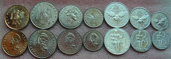 Новая Каледония. Набор 7 монет 1, 2, 5, 10, 20, 50, 100 франков 2013 год