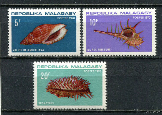 Малагасийская республика - 1970 - Ракушки - [Mi. 618-620] - полная серия - 3 марки. MNH.  (Лот 50JN)-T4P5