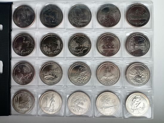 США квотер 20 шт. Разные чек. блеск с рубля