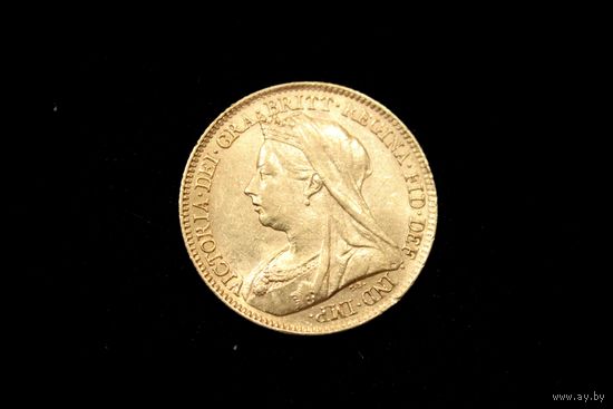 1/2 соверена 1897 г. Великобритания, Виктория. Штемпельный блеск!