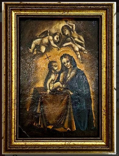 Почицкий(Доктор Кляйн); двухсторонний;ранний;Вседержитель на одной стороне и Богоматерь с обратной стороны;Бумага /смешанная техника. 20х28,5 см.