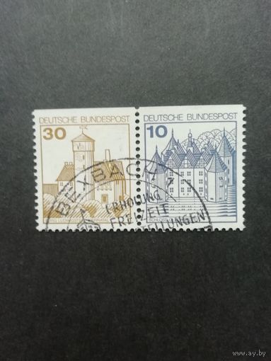 ФРГ 1977 Две марки в сцепке из серии "Стандарт. Архитектура" (гашеные без клея) Mi. 913с-914с каталог 0.60 евро