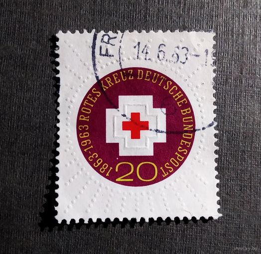 Марка Германия 1963 год 100-летие Международного Красного Креста