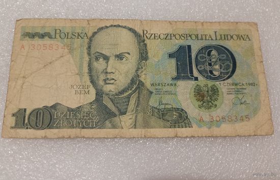 Польша, 10 злотых, 1982 год