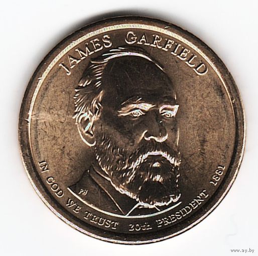 1 доллар США 2011 год 20-й Президент Джеймс Гарфилд двор D _состояние UNC