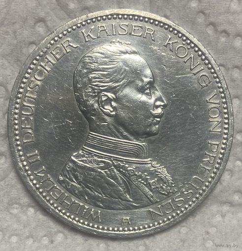 Монета 5 марок 1914 год. Пруссия. Германская империя. Вильгельм II
