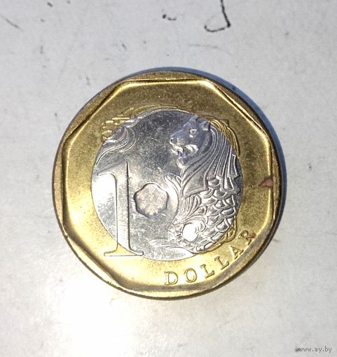 1 доллар 2016 года Сингапур. Республика Сингапур. Красивая монета! Единственная на аукционе!