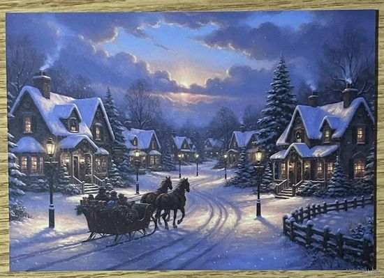 Открытка новогодняя чистая 10х15 см.