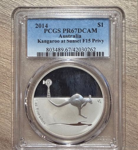 С рубля без мц! 1 доллар 2014 Австралия pr67dcam PCGS кенгуру